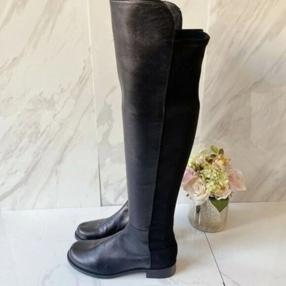 STUART WEITZMAN 5050 Stretch Over The Knee Boots OTK Leather Neoprene Black US 6